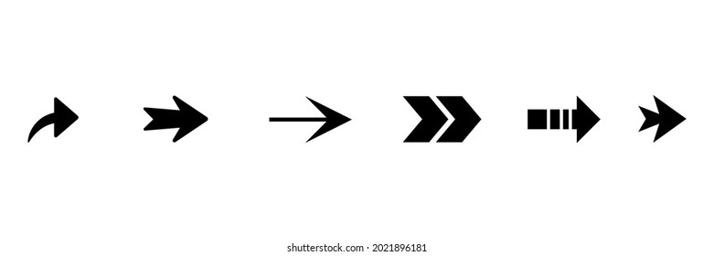 arrow direction symbols of six different shapes