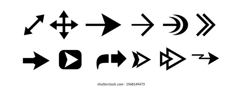 arrow direction symbols of twelve different shapes