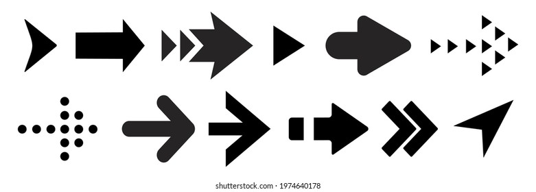 arrow direction symbols of twelve different shapes