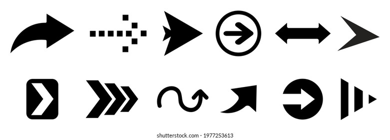 arrow direction symbols of twelve different shapes