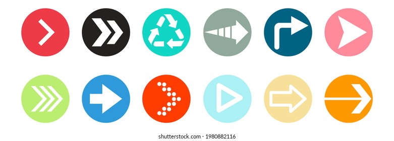 arrow direction symbols of twelve different shapes