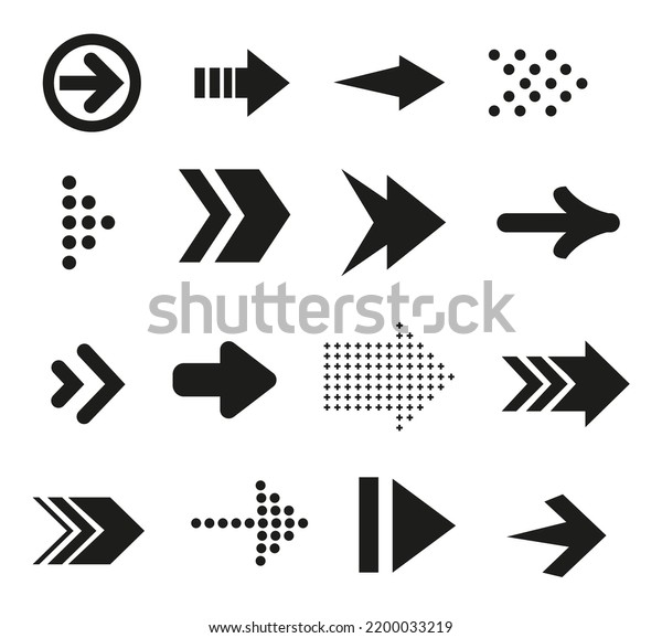 Arrow Direction Symbols Various Shapes Black Stock Vector (Royalty Free ...