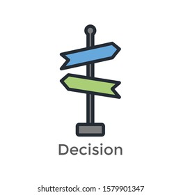 Arrow, Directional Way Sign, Showing Making A Decision Or Choice Icon Vector