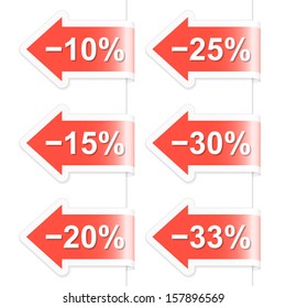 Arrow discount labels. Part one. Vector illustration.