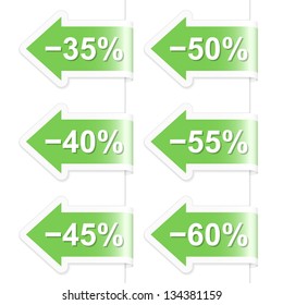 Arrow discount labels. Part two. Vector illustration.