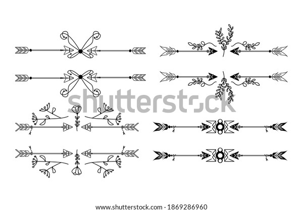 Arrow
dividers ornament design on white
background