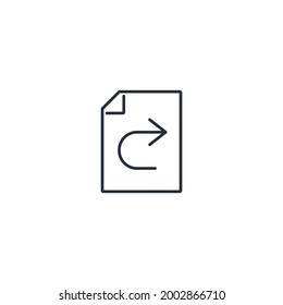 Arrow document. Add data. Move, copy information. Vector linear icon isolated on white background.