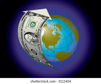 Arrow dollar curves to envelope the earth