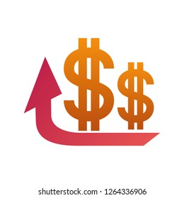 up arrow with dollar symbol isolated icon