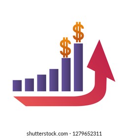 up arrow with dollar symbol isolated icon