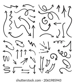 Colección de doodles de flecha. Flechas dibujadas a mano. 