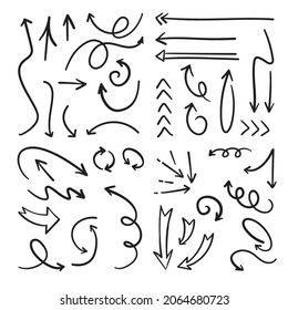 Colección de doodles de flecha. Flechas dibujadas a mano. 