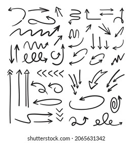 Arrow doodle collection. Hand drawn set of arrows.