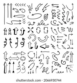 Arrow doodle collection. Hand drawn set of arrows.