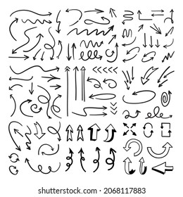 Arrow doodle collection. Hand drawn set of arrows.