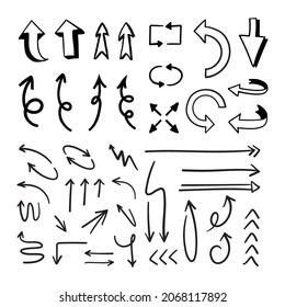 Arrow doodle collection. Hand drawn set of arrows.