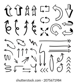 Colección de doodles de flecha. Juego de flechas dibujado a mano.