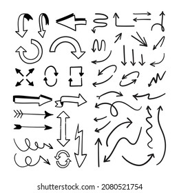 Arrow doodle collection. Hand drawn set of arrows.