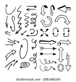 Arrow doodle collection. Hand drawn set of arrows.