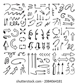 Arrow doodle collection. Hand drawn set of arrows.