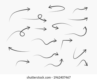 Arrow, doodle, drawing, sketch icon set. Vector illustration.