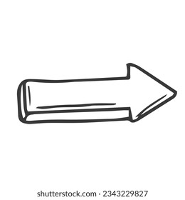 Doodle de flecha sobre fondo blanco