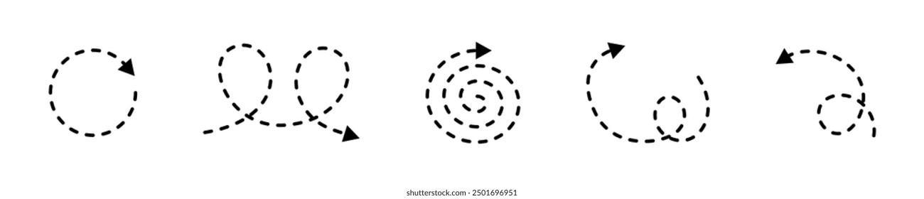 Arrow doodle path vector set.