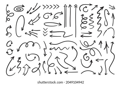 Pfeildoodle-Set. Handgezeichneter Satz von Pfeilen.