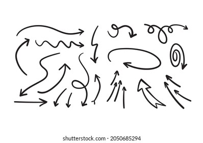 Arrow doodle set. Hand drawn set of arrows.