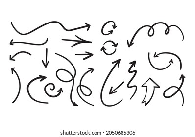 Arrow doodle set. Hand drawn set of arrows.