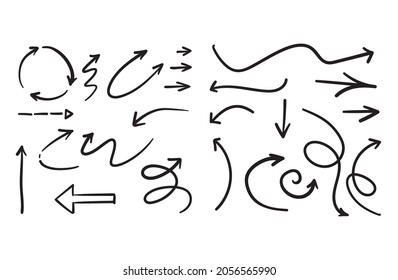 Arrow doodle set. Hand drawn set of arrows.