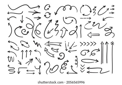 Conjunto de doodles de flecha. Juego de flechas dibujado a mano.