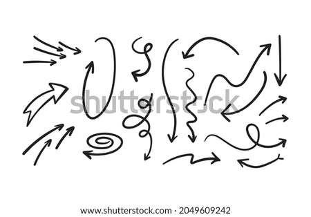 Arrow doodle set. Hand drawn set of arrows.