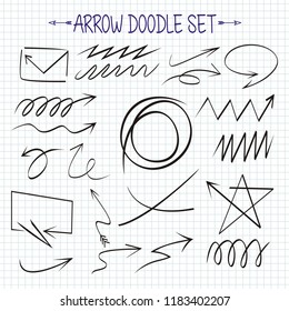  Arrow doodle set on paper background