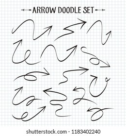  Arrow doodle set on paper background