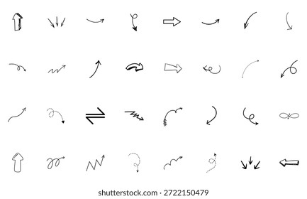 Arrow Doodle Set Umrisslinie Art Vektor und Illustration 