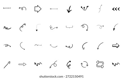 Conjunto de Doodle de flecha Vector e ilustración de arte de contorno 