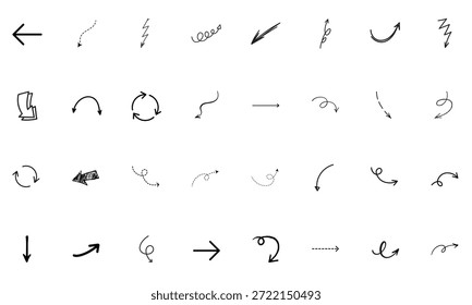 Conjunto de Doodle de flecha Vector e ilustración de arte de contorno 