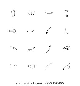 Seta Doodle Definir Contorno Linha Arte Vetor e Ilustração 