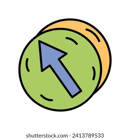 Pfeil der Doodle-Set. Diese Illustration verkörpert die Kühnheit im Design und verwendet einen bunten 3D-Pfeil, um den vorgesehenen Pfad mit Präzision und Tiefe zu markieren. Vektorgrafik.