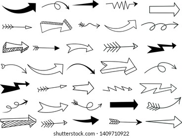 Arrow doodle set, vector illustration