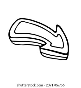 Flecha en estilo doodle. Vector aislado.