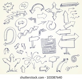 Arrow Doodles. Hand-drawn. Vector version of raster image