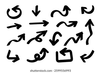 Arrow doodles line bold, Arrow doodle brush, Scribble line hand drawn, Arrow sticker, Marker scribble arrow element