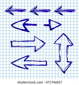 Arrow doodles. Set of arrows isolated. Sketch.