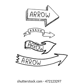Arrow doodles. Set of arrows isolated. Sketch.