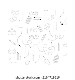 Arrow doodles set. Curve direction dotted arrow. Doodle style for banner web infographic or concept design Vector illustration