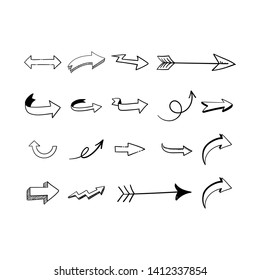 Arrow doodles set. Hand drawn sketch arrows vector collection