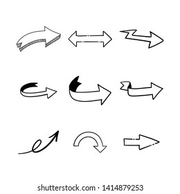 Arrow doodles set. Hand drawn sketch arrows vector collection
