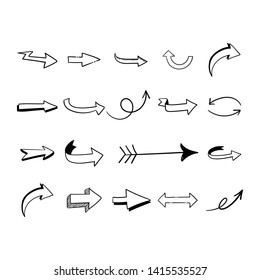 Arrow doodles set. Hand drawn sketch arrows vector collection